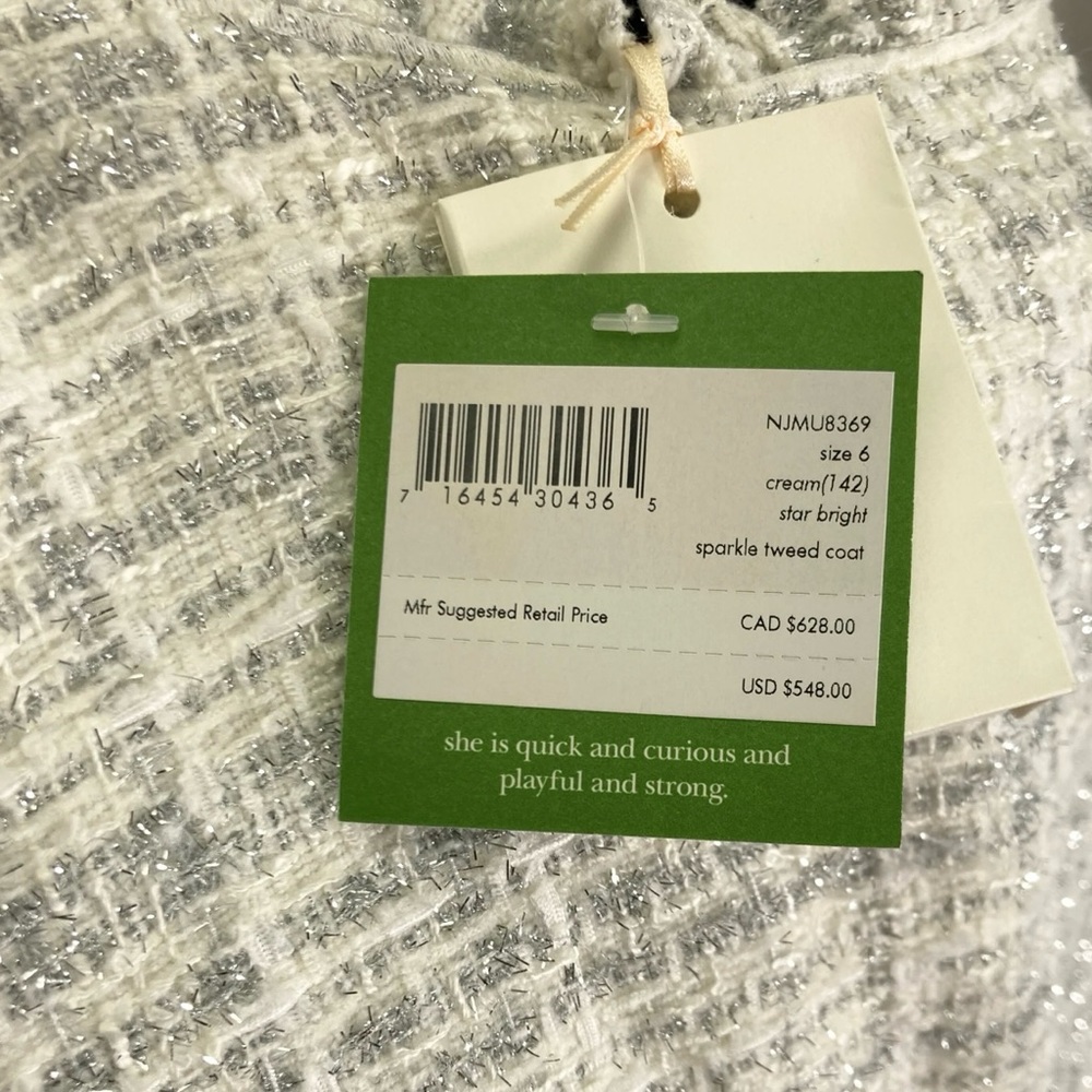Kate Spade Sparkle Tweed Metallic Coat Size 6 - Picture 4 of 15